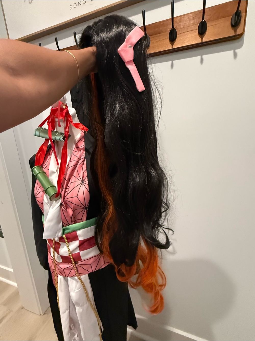Demon Slayer Costume + Wig + Extras Nezuko Pink and Black Anime - Picture 8 of 13